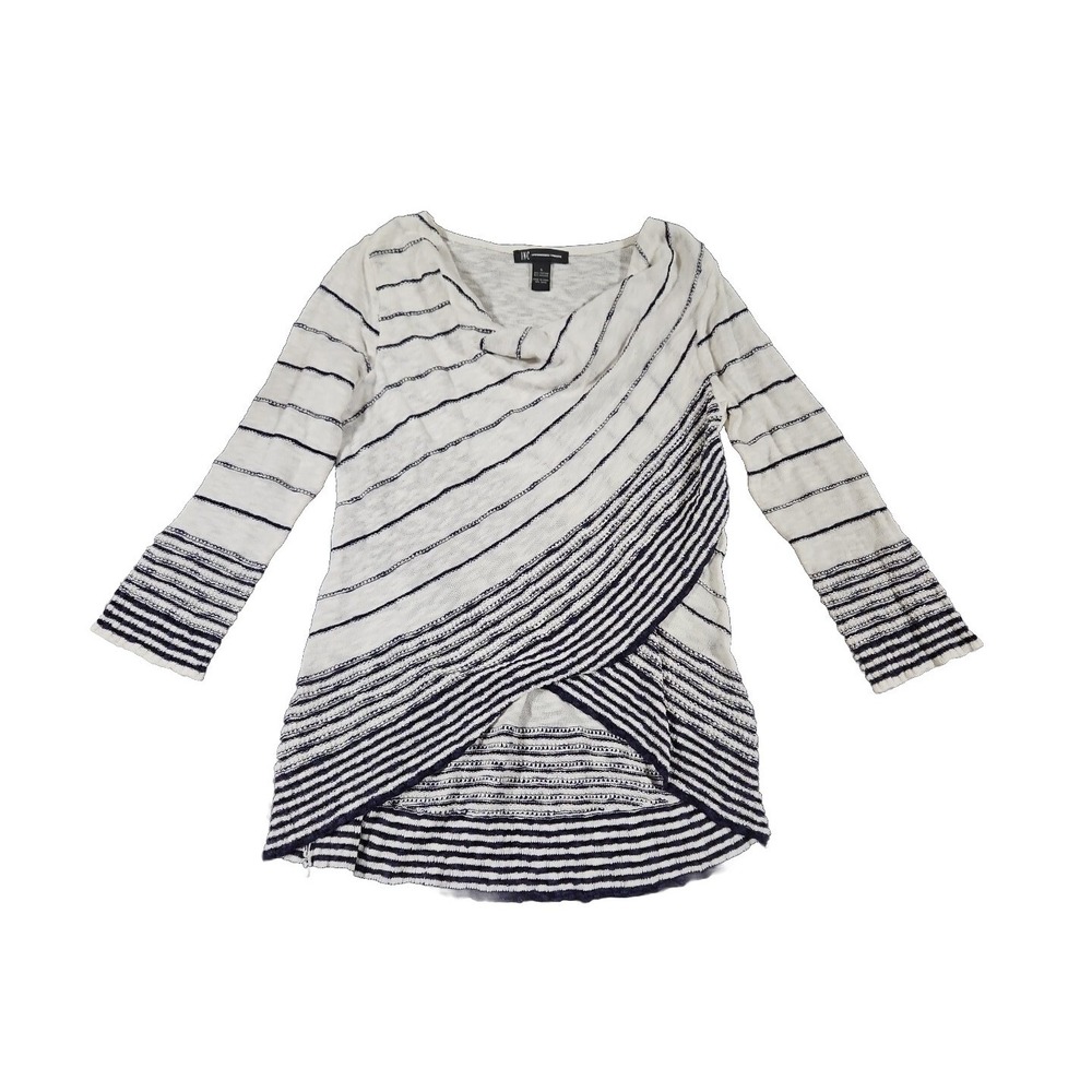 INC Textured  Knit Layered Wrap Front Long Sleeve Cowl Neck Sweater- Size‎ S